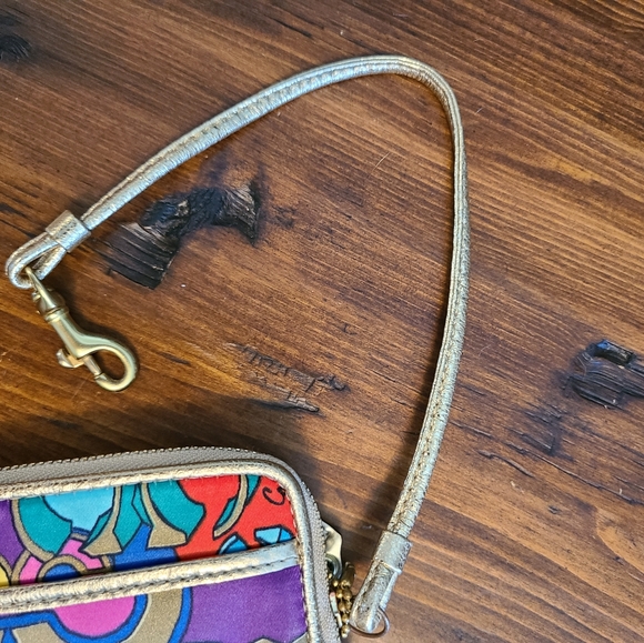 Coach wristlet mini wallet in jewel tone signature Poppy - Picture 4 of 7